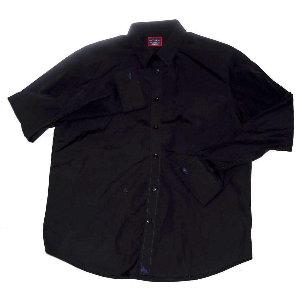 UNTUCKit Cornerstone Men's Long Sleeve Button Front French Cuff Shirt Size Large